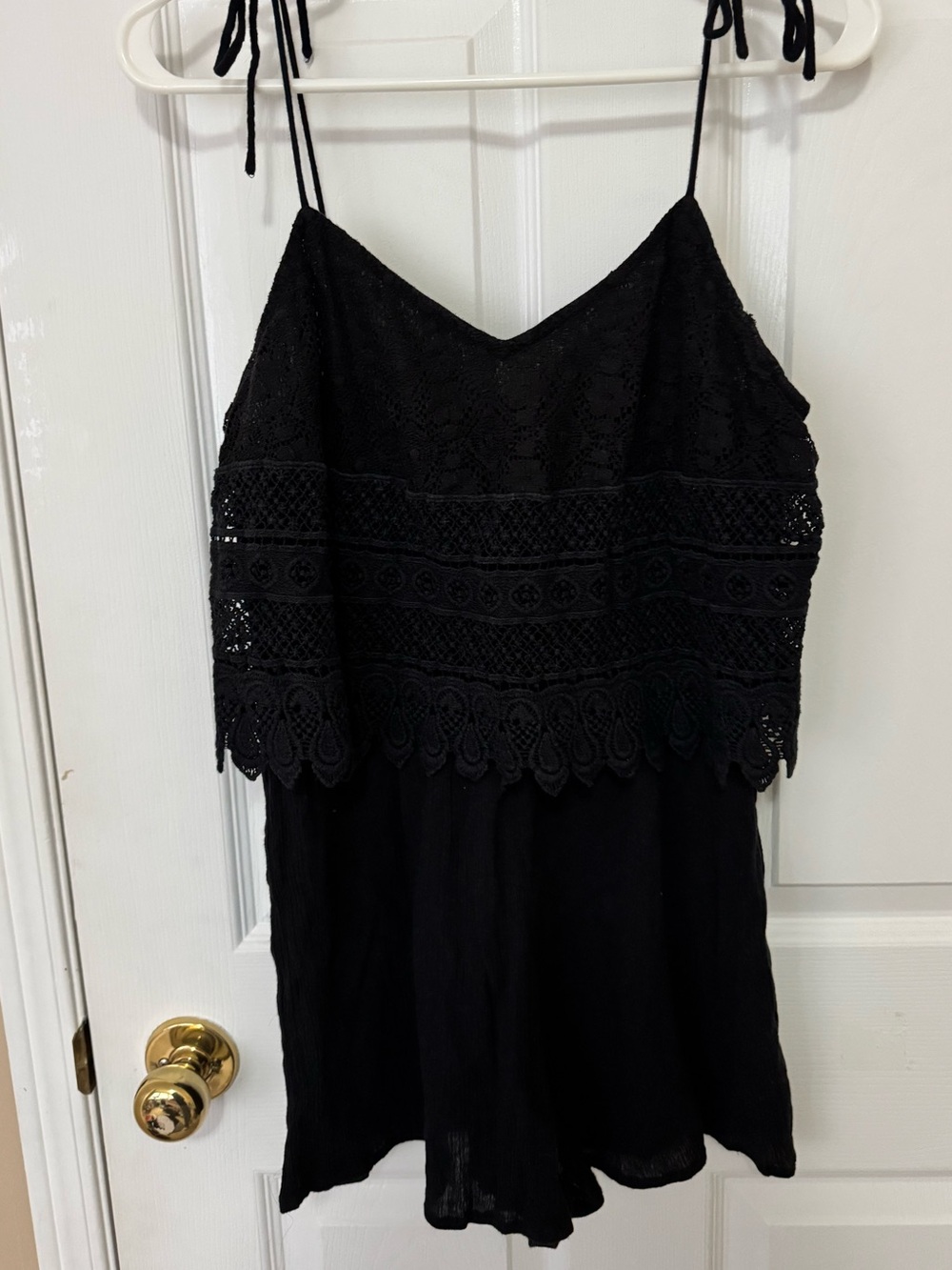 Topshop Black Crochet Lace Camisole Romper